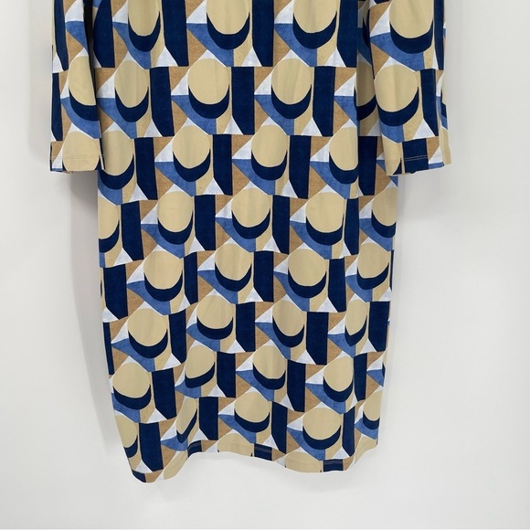 J McLaughlin Dress Women Size XL Catalina Cloth Geometric Print tan Blue - Picture 3 of 10
